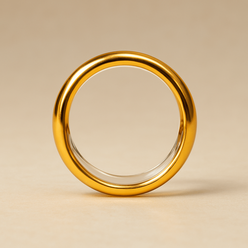 Golden ring with transparent middle. Front view