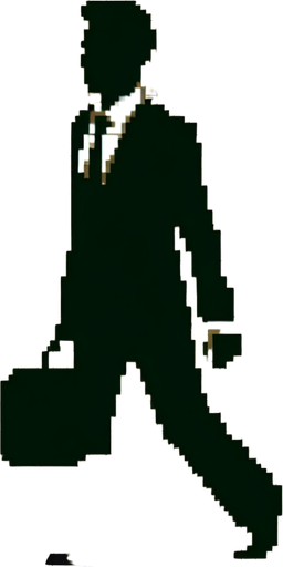 Богатый человек идёт.
Single Game Texture. In-Game asset. 2d. Blank background. High contrast. No shadows.