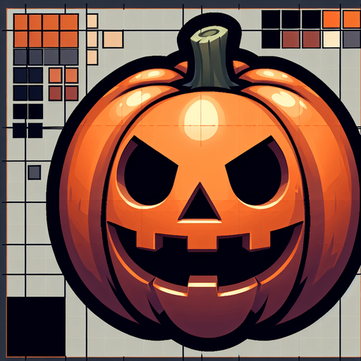 Halloween pumpkin.
Single Game Texture. In-Game asset. 2d. Blank background. High contrast. No shadows.