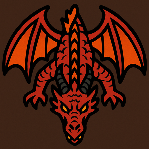 Yüzü Aşağı doğru duran 2d ejderha.
In-Game asset.  2d.  High contrast.  No shadows