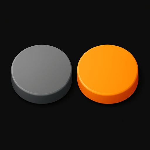 othello game one piece of grey and one piece of orange.
In-Game asset.  High contrast.  No shadows. 3D