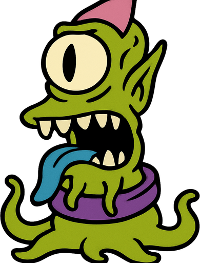 Alien mutant from the Simpsons.
In-Game asset.  2d.  High contrast.  No shadows