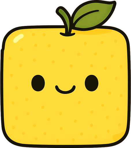 Perfectly square yellow lemon. Cartoon style. Cute art style. Simple vector style.