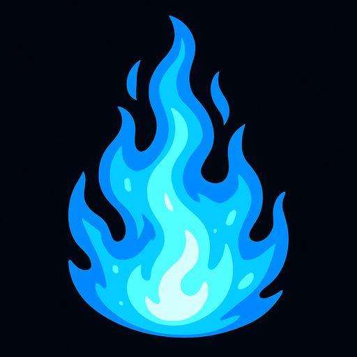 Blue fire.
In-Game asset.  2d.  High contrast.  No shadows