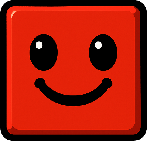 Happy red block.
In-Game asset.  2d.  High contrast.  No shadows