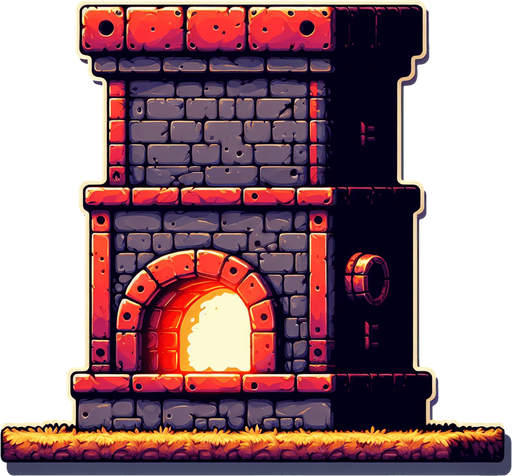 Fırın.
Single Game Texture.  In-Game asset.  2d.  Blank background.  High contrast.  No shadows