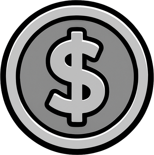 flat black framed silver coin
In-Game asset.  2d.  High contrast.  No shadows