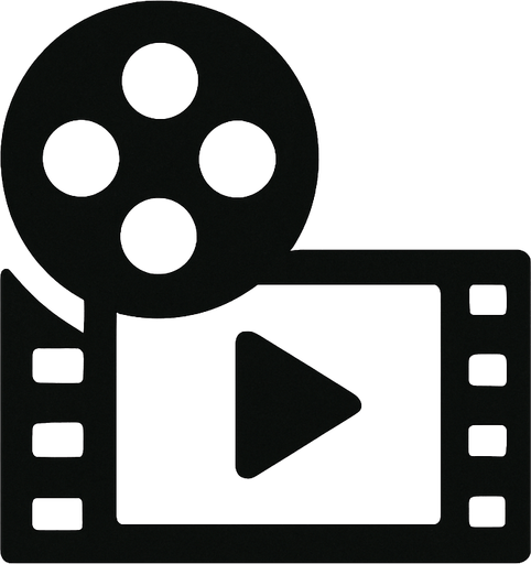 Minimalist film icon.
In-Game asset.  2d.  High contrast.  No shadows