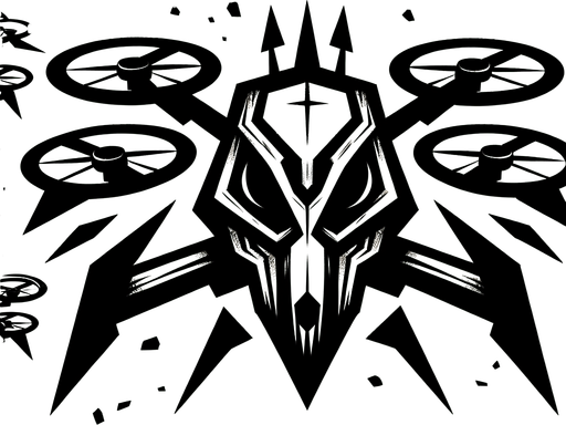 A evil cartoon drone.
Single Game Texture. In-Game asset. 2d. Blank background. High contrast. No shadows.