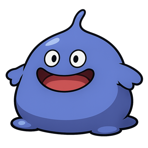picture of a cute fat and large enemy slime monster inspired by dragon quest and ragnarok online.
In-Game asset.  2d.  High contrast.  No shadows