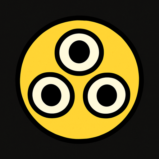 A yellow circle with 3 eyes no mouth and the eyes are in a triangle orientation.
In-Game asset.  2d.  High contrast.  No shadows