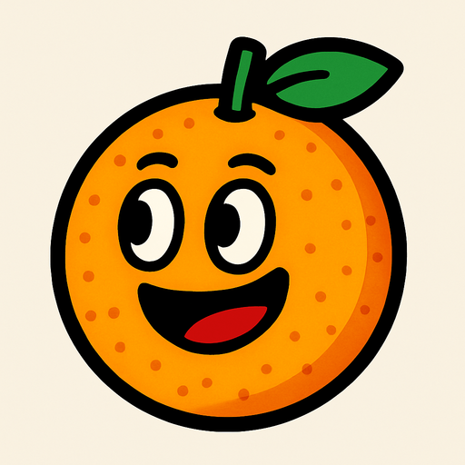 Naranja animada.
In-Game asset.  2d.  High contrast.  No shadows