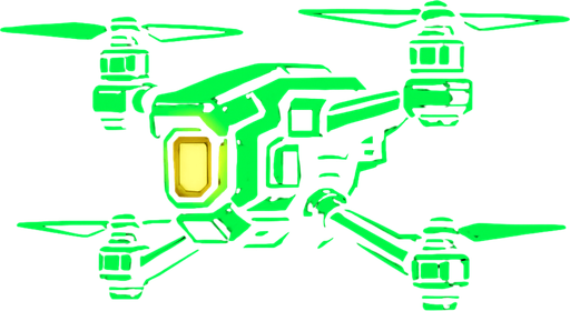 drone side view drone. cyberpunk theme, has yellow light. neon green color
In-Game asset.  2d.  High contrast.  No shadows
