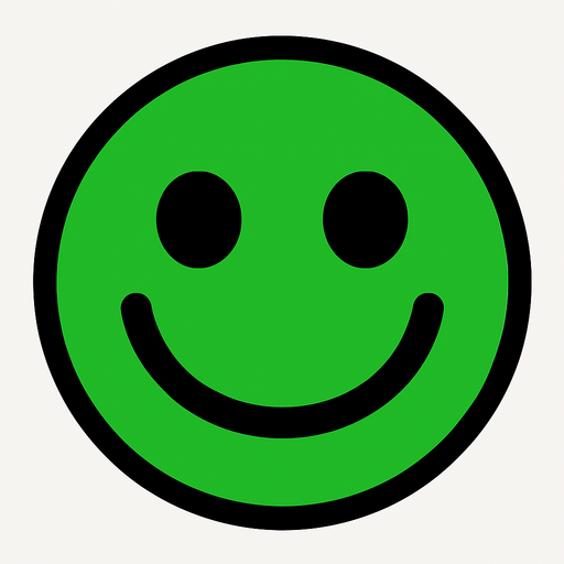 Green smiley face.
In-Game asset.  2d.  High contrast.  No shadows