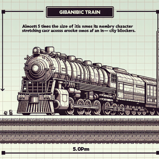 Train covering  5 blocks and 5 times bigger than tha character.
Single Game Texture. In-Game asset. 2d. Blank background. High contrast. No shadows.
