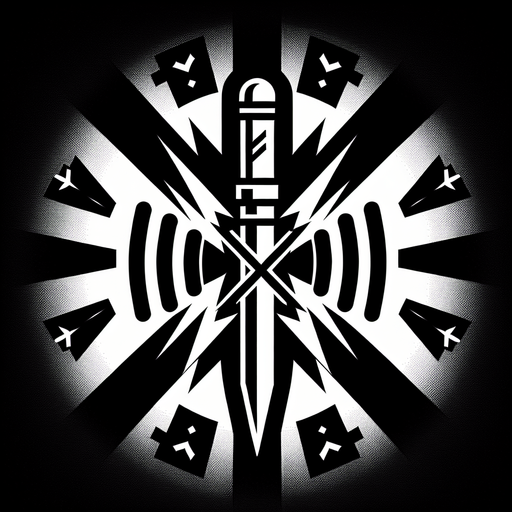 A dagger or fist icon striking, but with sound waves around it being cancelled or muffled (e.g., crossed out or dissolving)..
Single Game Texture.  In-Game asset.  2d.  Blank background.  High contrast.  No shadows