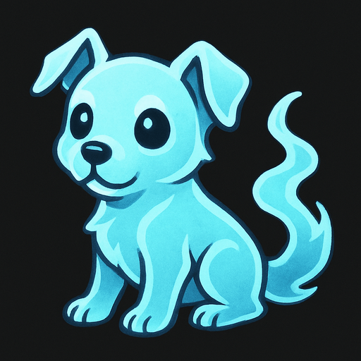 Chiot fantôme (animal).
In-Game asset.  2d.  High contrast.  No shadows
