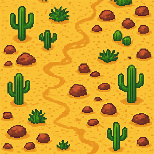 a background top down game pixel art desert.
In-Game asset.  2d.  High contrast.  No shadows