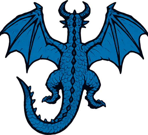 blue flyng wyvern dragon back view.
In-Game asset.  2d.  High contrast.  No shadows