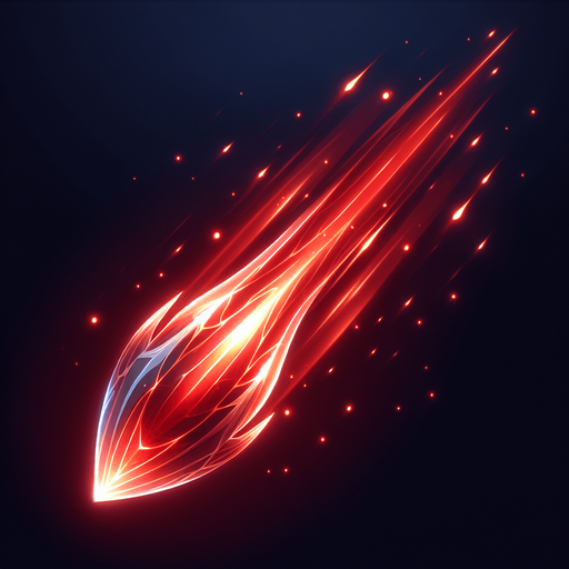 A 2D top-down view of a futuristic energy bullet for a space shooter game. The bullet is a glowing red plasma projectile  elongated shape and a slight energy trail behind it. The design is simple, bright, and high-speed-looking, suitable for fast-paced shooting gameplay.
Single Game Texture.  In-Game asset.  Blank background.  High contrast.  No shadows
