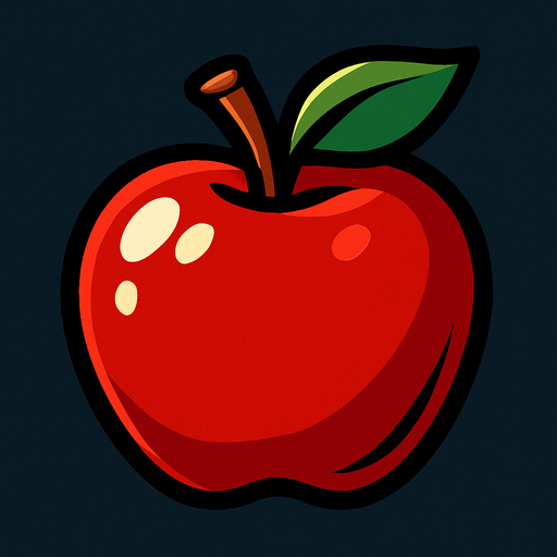 red apple.
In-Game asset.  2d.  High contrast.  No shadows