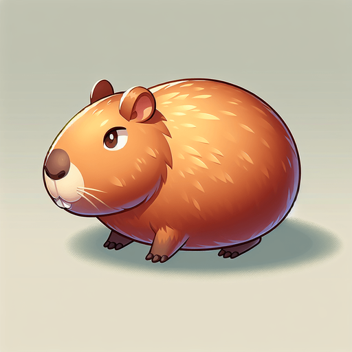 Un capiraba redondo como una pelota.
Single Game Texture.  In-Game asset.  2d.  Blank background.  High contrast.  No shadows