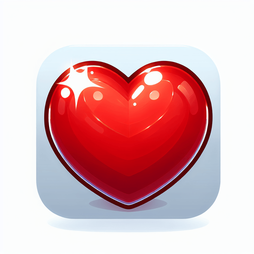 red shining heart symbol.
Single Game Texture.  In-Game asset.  2d.  Blank background.  High contrast.  No shadows