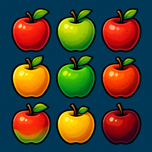 Pack of different apples.
In-Game asset.  High contrast.  No shadows. 3D