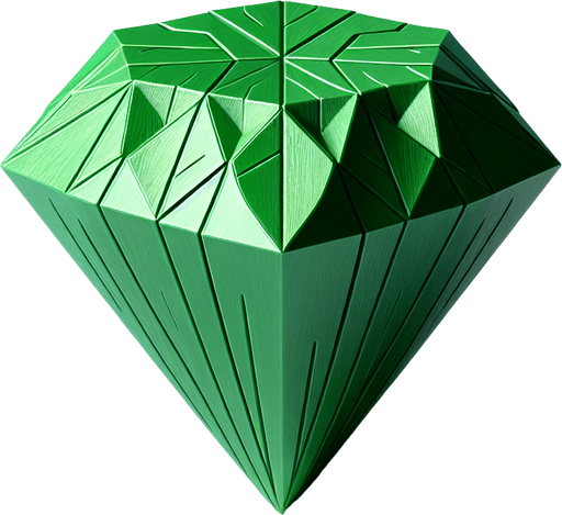 green 3d diamond.
In-Game asset. 3d. Blank background. High contrast. No shadows.
