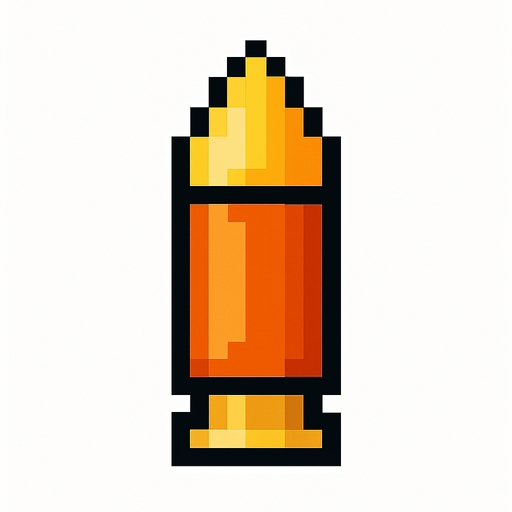 pixel bullet upwards.
In-Game asset.  2d.  High contrast.  No shadows