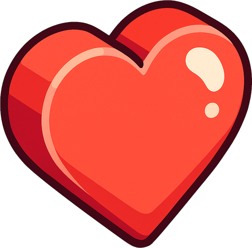 a delicious looking isometric heart icon drawn as a 2D illustration for a cute mobile game.
In-Game asset.  2d.  High contrast.  No shadows.
In-Game asset.  2d.  High contrast.  No shadows