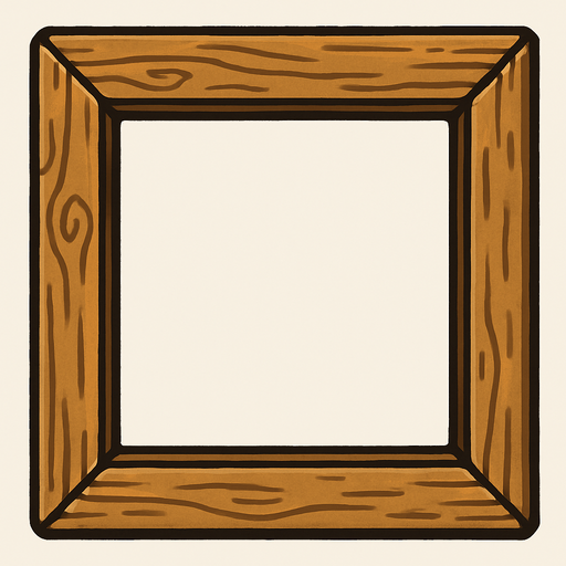 a wooden frame.
In-Game asset.  2d.  High contrast.  No shadows