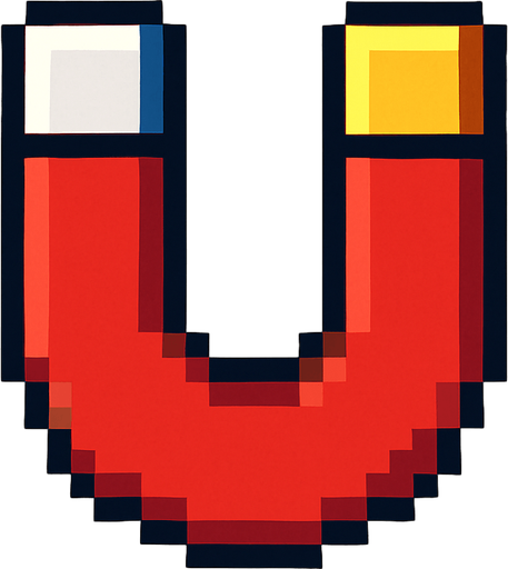 pixel art 2D magnet.
In-Game asset.  2d.  High contrast.  No shadows