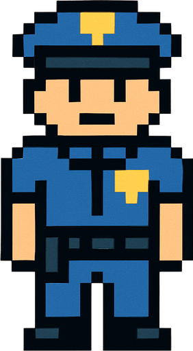 police pixel art.
In-Game asset.  2d.  High contrast.  No shadows