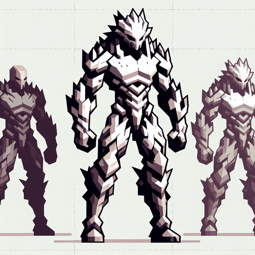 Powerful humanoid creature.
Single Game Texture. In-Game asset. 2d. Blank background. High contrast. No shadows.