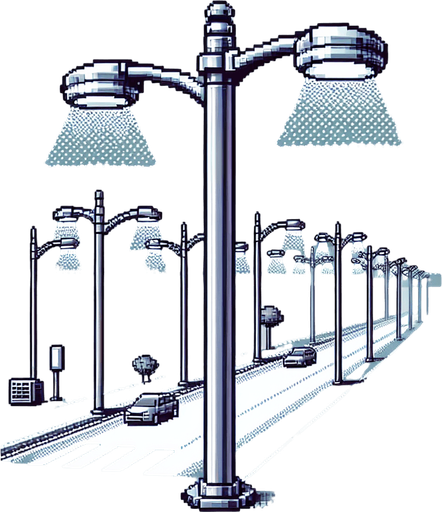 lateral view of a modern street lamp post.
video game sprite