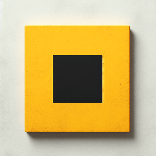 the surface is yellow, concrete with a black square in the center.
Single Game Texture. In-Game asset. 2d. Blank background. High contrast. No shadows.