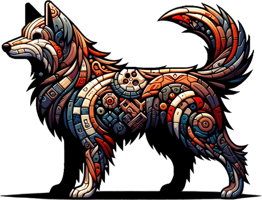 Dog.
Single Game Texture. In-Game asset. 2d. Blank background. High contrast. No shadows.