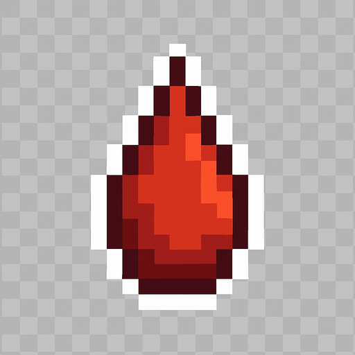 gota de sangue com contorno branco, pixel art, fundo transparente.
In-Game asset.  2d.  High contrast.  No shadows