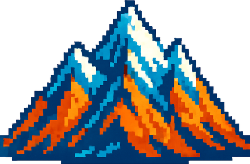 Generame una montañas pixelar en fondo blanco.
In-Game asset.  2d.  High contrast.  No shadows