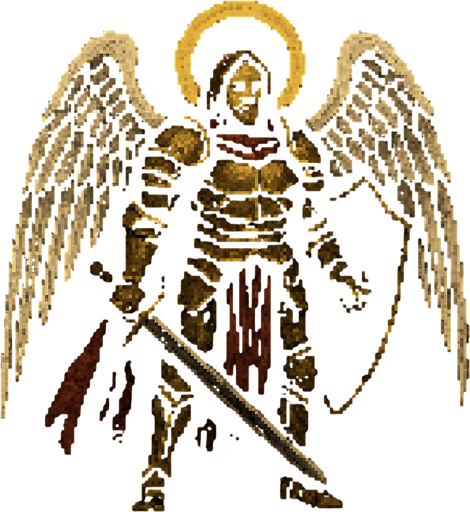 Michael demiurgos dark souls style 2d pixel art.
In-Game asset.  2d.  High contrast.  No shadows