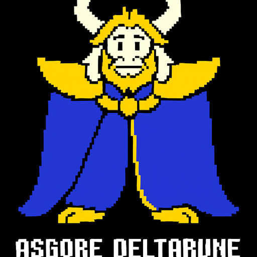 Asgore Deltarune.
In-Game asset.  2d.  High contrast.  No shadows