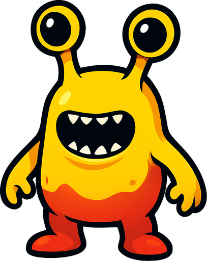 Yellow or red or both Alien transparent background.
In-Game asset.  2d.  High contrast.  No shadows