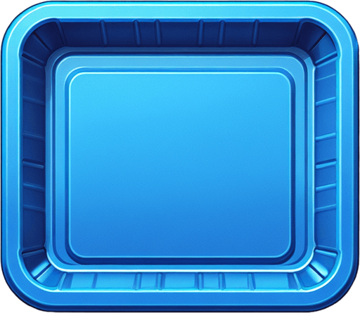 blue plastic tray. topdown view.
Single Game Texture. In-Game asset. 2d. Blank background. High contrast. No shadows.