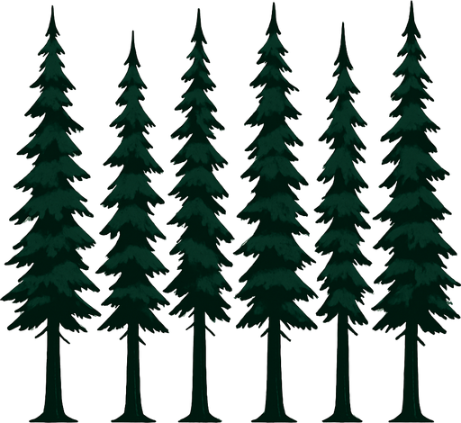 big long 7 pine trees.
In-Game asset.  2d.  High contrast.  No shadows