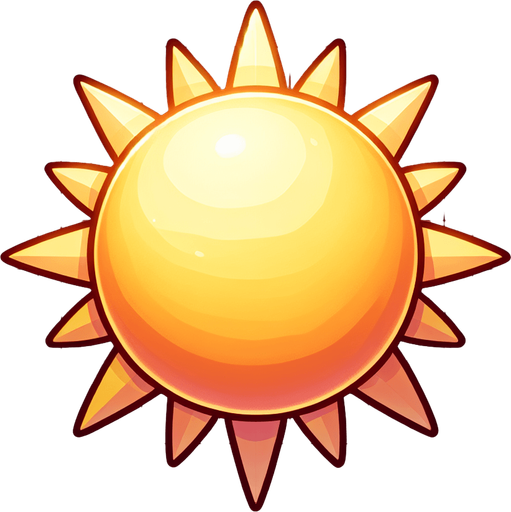 Sun.
Single Game Texture.  In-Game asset.  2d.  Blank background.  No shadows
