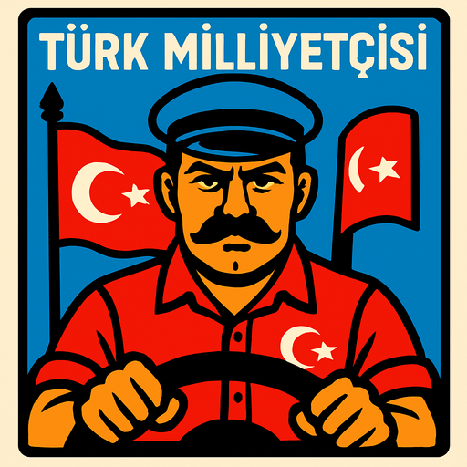 türk milliyetçisi  şöför.
In-Game asset.  2d.  High contrast.  No shadows