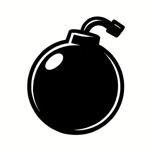 a black bomb shaped like a ball.
In-Game asset.  2d.  High contrast.  No shadows