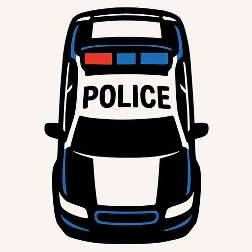 police car top view.
In-Game asset.  2d.  High contrast.  No shadows