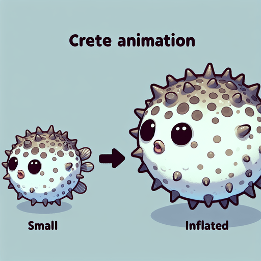 Две версии одной рыбы фугу маленькая и надутая 
Анимация.
Single Game Texture. In-Game asset. 2d. Blank background. High contrast. No shadows.